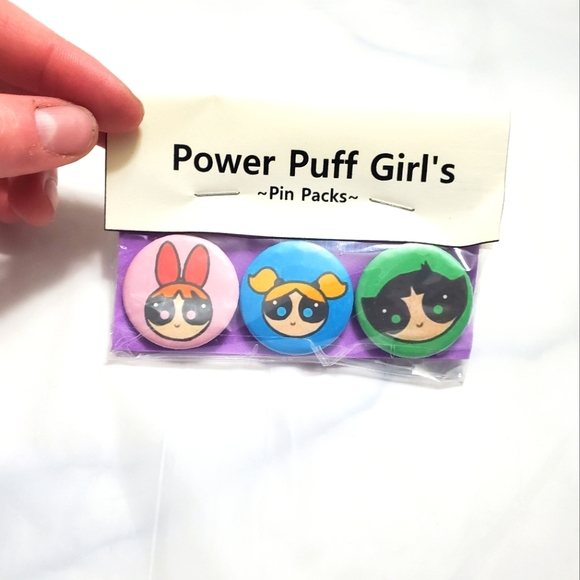 Powerpuff Girls Button Badges Pin Pack Set Of 3
